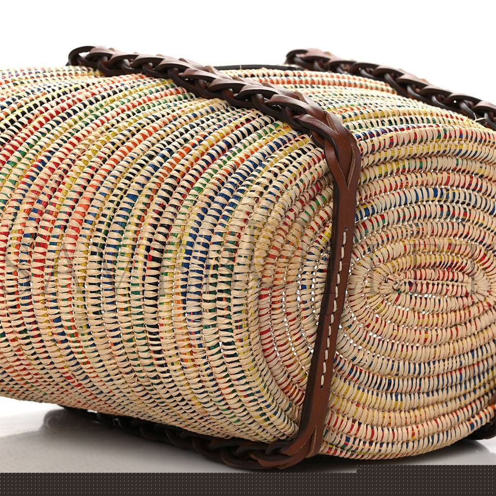 Pra*a paglia vitello woven braided basket tote multicolor cognac 1bg312_2dif_f00j7_v_iom (25*25*14cm)